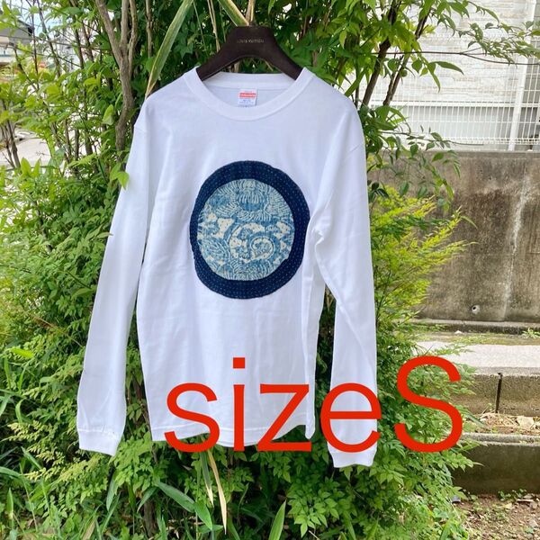 890 襤褸 tシャツ 古布 リメイク 藍染 藍染め 型染め パッチワーク 刺し子 ヴィンテージ オリジナル ボロ