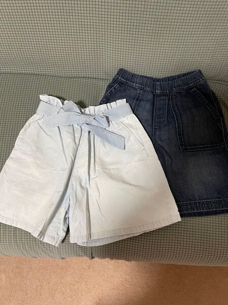 美品含むユニクロ デニム ハーフパンツ キュロット ショートパンツ 130サイズ