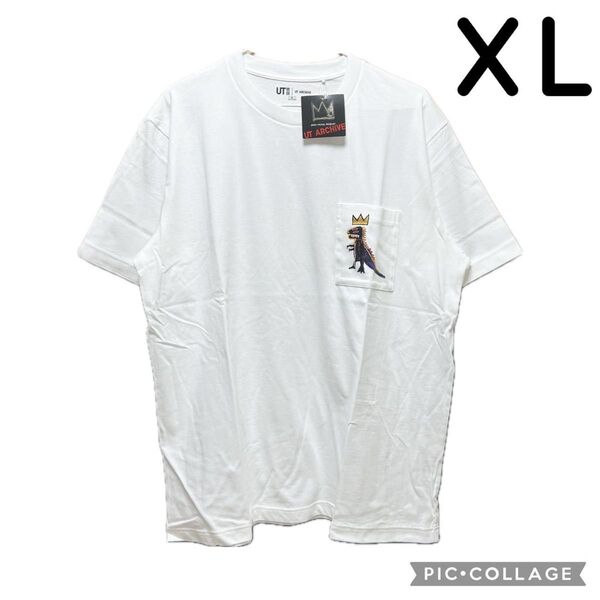 ユニクロ ジャン=ミシェル・バスキア Tシャツ UT ホワイト 半袖 XL LL ポケット UNIQLO Basquiat 恐竜