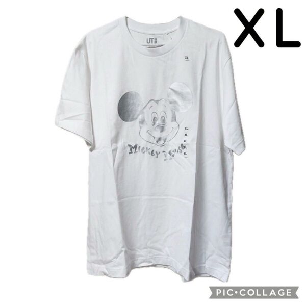 ユニクロ ミッキーシャインズ Tシャツ UT ホワイト 半袖 XL LL UNIQLO ティーシャツ ディズニー 白 Disney