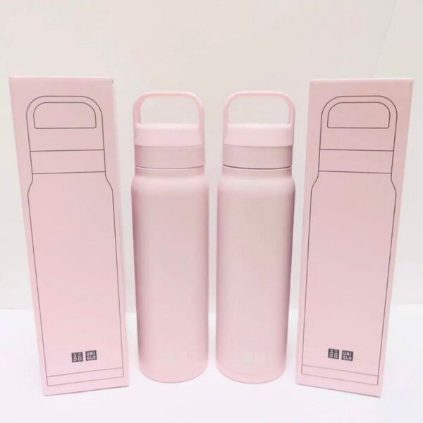 ユニクロ感謝祭 炭酸対応ステンレスボトル ノベルティ ピンク 2個 UNIQLO ステンレス製携帯用まほうびん 新品 魔法瓶