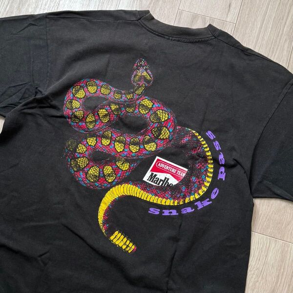 90s Marlboro スネークパス Tシャツ XL ブラック USA製 マルボロ Snake Pass フルーツオブザルーム