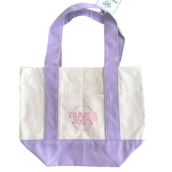 新品 海外 日本未発売 Trader joe's トレーダージョーズ パステル キャンバス トートバッグ エコバッグ パープル 紫