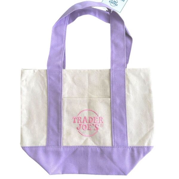 新品 海外 日本未発売 Trader joe's トレーダージョーズ パステル キャンバス トートバッグ エコバッグ パープル 紫
