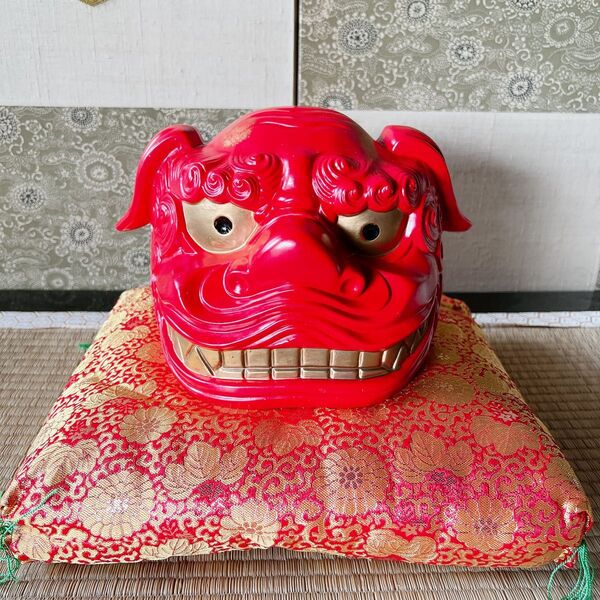 獅子頭 縁起物 魔除け 陶器の空き瓶 昭和レトロ