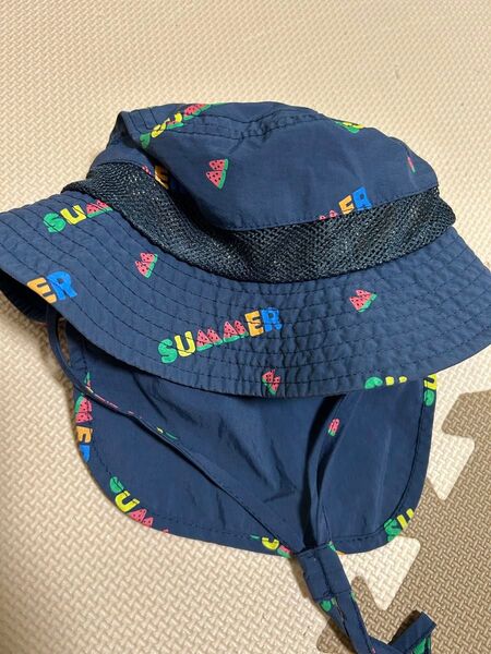 キッズ スイカ柄ハット ネイビー 48cm