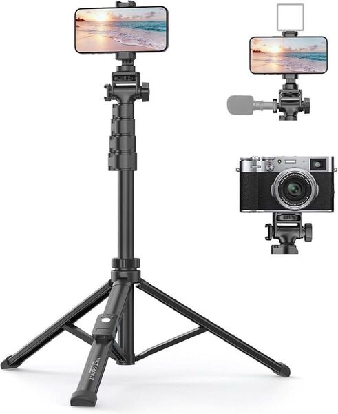 伸縮式 三脚 自撮り棒 45cm-155cm スマホ カメラブラック