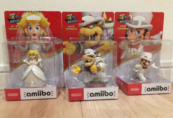 新品 amiibo ピーチ クッパ マリオ 3種 ウェディングスタイル 3個セット Nintendo アミーボ amiibo