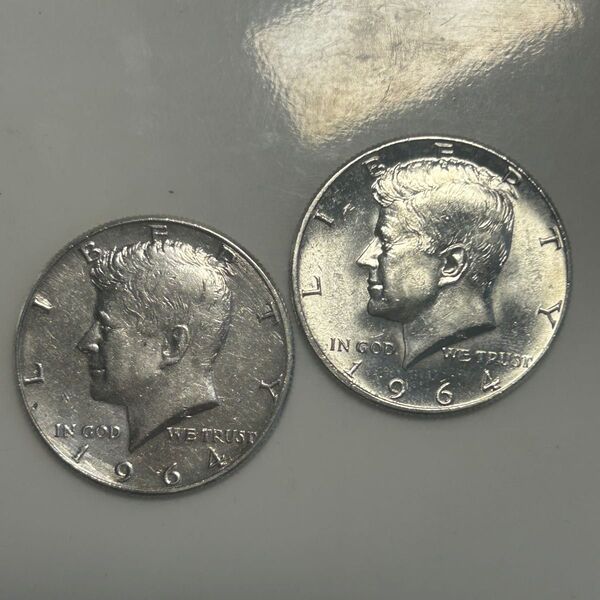 アメリカ ケネディハーフダラー銀貨 1964年 2枚 マジックコイン マジック 手品 古銭 銀貨 外国コイン