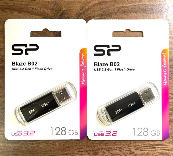 USBメモリ128GB シリコンパワーUSB3.1ヘアライン仕上げ【2個セット】
