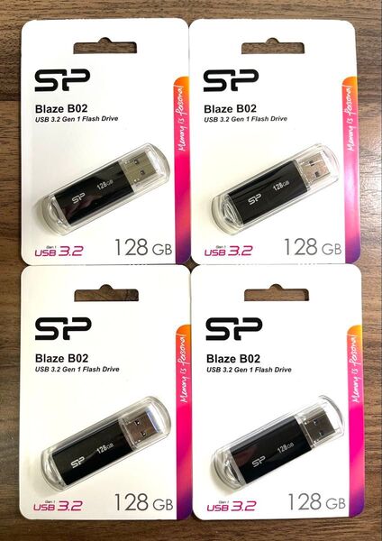 USBメモリ128GB シリコンパワーUSB3.1ヘアライン仕上げ【4個セット】