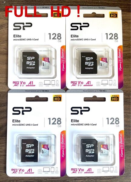microSDカード 128GB (FULL HD)シリコンパワー【4個セット】