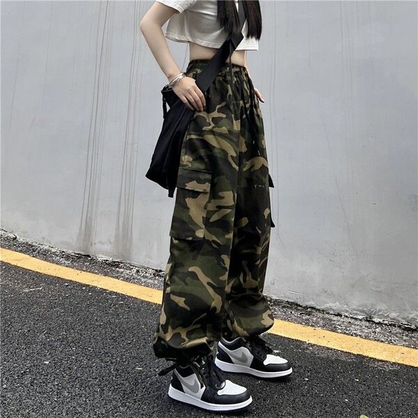 カーゴパンツ ワイドパンツ L 迷彩柄 ストリート カモフラ 韓国 ダンス アメカジ 送料無料