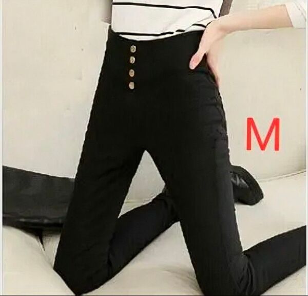 スキニー パンツ レギンス 黒 М 韓国 ストレッチ しっかりめ 脚長 美脚 ハイウエスト ブラック
