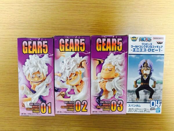 ワンピース ワールドコレクタブルフィギュア ワーコレ ニカ ギア5 GEAR5 3種 エニエスロビー スパンダム(4個セット)