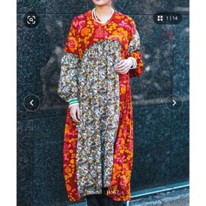 美品!OKIRAKU×ROSE BUD フラワーワンピース シャツワンピース