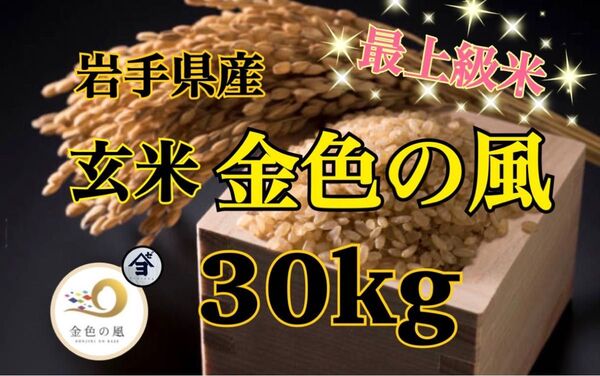 お米 玄米【岩手県産玄米金色の風30kg】岩手の最上級米!!感動の食味♪甘くてモチモチ♪当店のオススメNO1♪