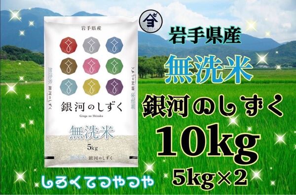 お米 精米 【令和6年産岩手県産無洗米銀河のしずく10kg 】(5kg×2) 7年連続特A評価を獲得しました!白くて艶やか♪
