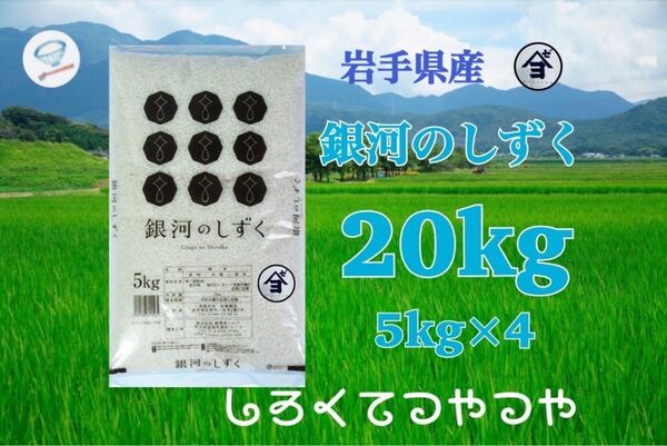 お米 精米 【令和6年産岩手県産銀河のしずく20kg 】(5kg×4) 7年連続特A評価を獲得しました!白くて艶やか♪