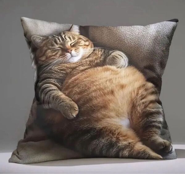 クッションカバー おデブ猫のお昼寝 ネコ 可愛い インテリア 45㎝ かわいい ネコ ねこ柄 カバー