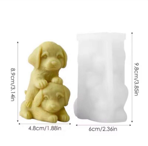 シリコンモールド ビーグル兄弟 犬型 可愛い キャンドル 石膏 石鹸 ハンドメイド品作りに