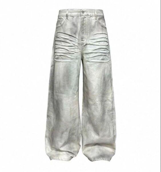 JCAESAR Distressed White Wide-Leg Denim