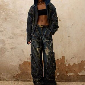 PERSONSOUL* Alians Dirty Jeans ワイドパンツ