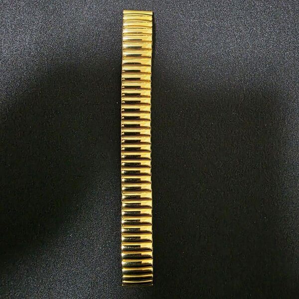 112 日本製腕時計バンド ステンレス製 ゴールド色 ブレスレットタイプ 16mm 蛇腹 伸縮タイプ