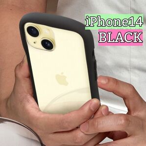 【新品】iPhone14ケース☆iFace風 ブラック黒 ストラップ取り付け可能 ワイヤレス充電可能