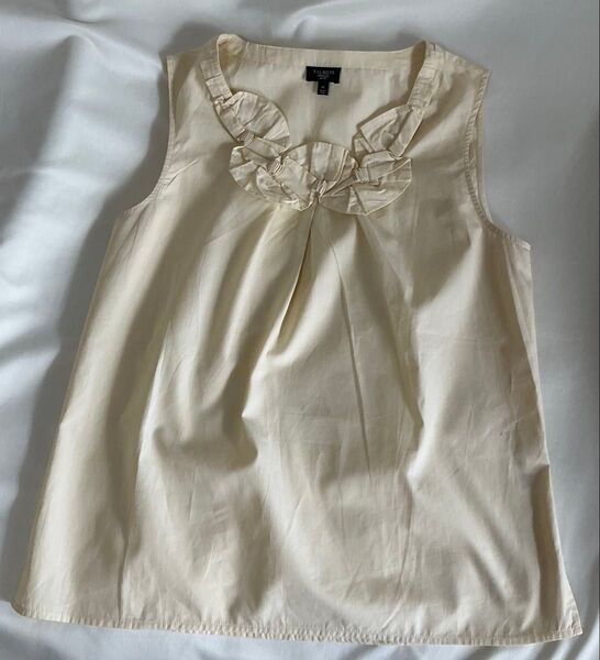 タルボット★Talbots★花コサージュコットン100%トップス★Mサイズ ノースリーブ トップス カットソー コットン