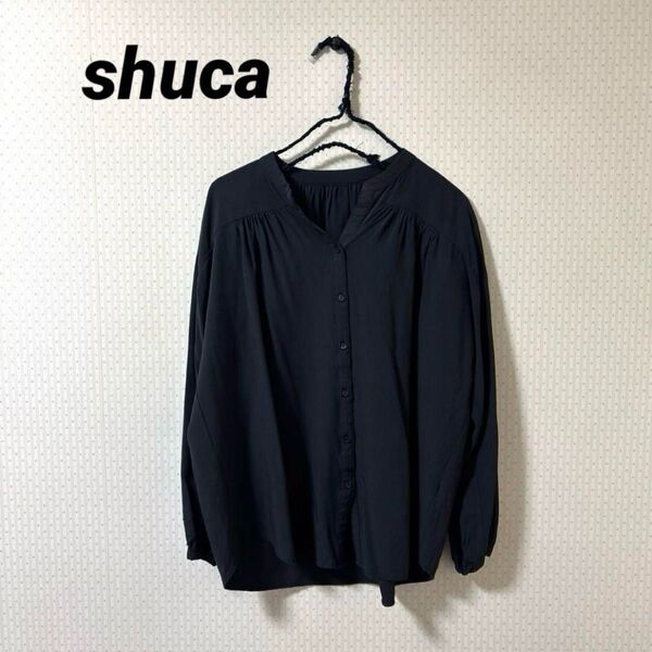 SHUCA シュカ オフィスカジュアル ブラウス 黒 S〜Mサイズ
