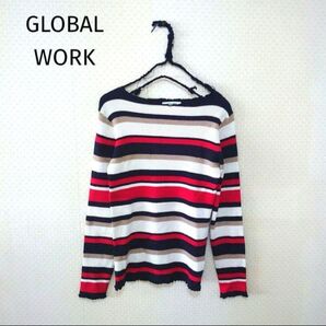 GLOBAL WORK グローバルワーク マルチボーダー リブニット Lサイズ