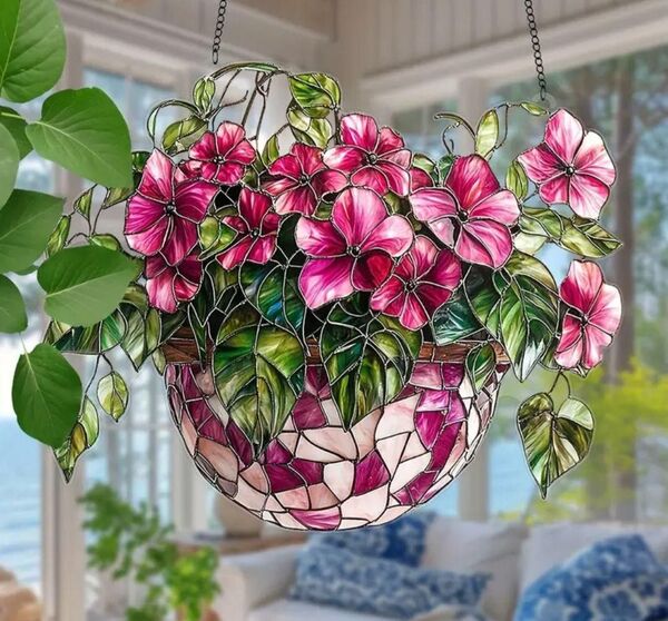 サンキャッチャー インパチェンス プレゼント 華やか お花の植木鉢 セール 現品で最後です