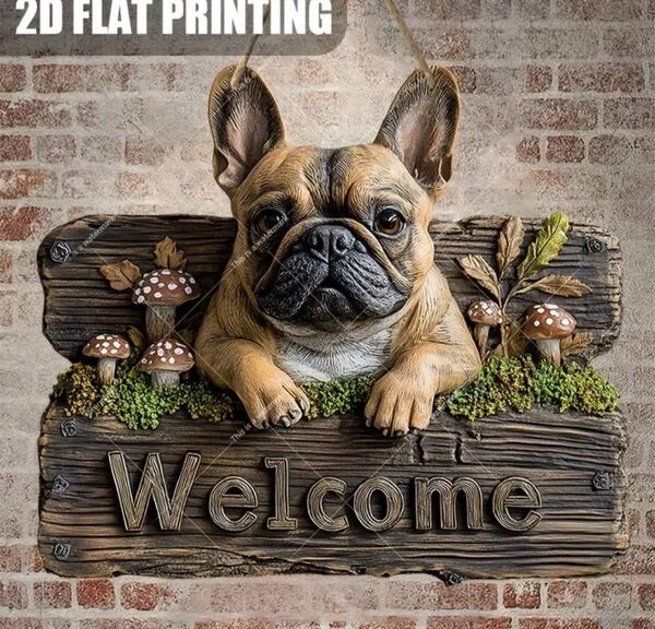 ウェルカムボード フレンチブルドッグ フレブル 犬 新品 木製 壁掛け 看板犬