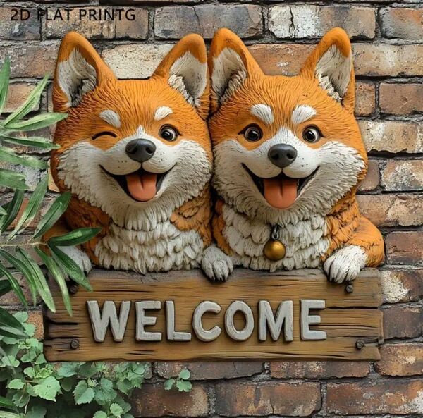 ウェルカムボード 柴犬 しば 犬 新品 木製 壁掛け 看板犬 雑貨 柴犬のウエルカムボード