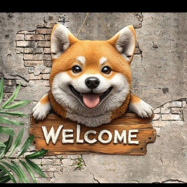 木製 ウェルカムボード 柴犬 Welcome しば犬 看板