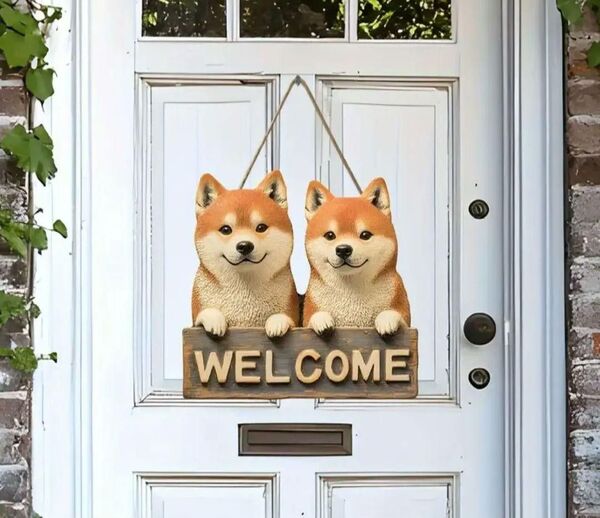 ウェルカムボード 柴 柴犬 しば 犬 新品 木製 壁掛け 看板犬 雑貨