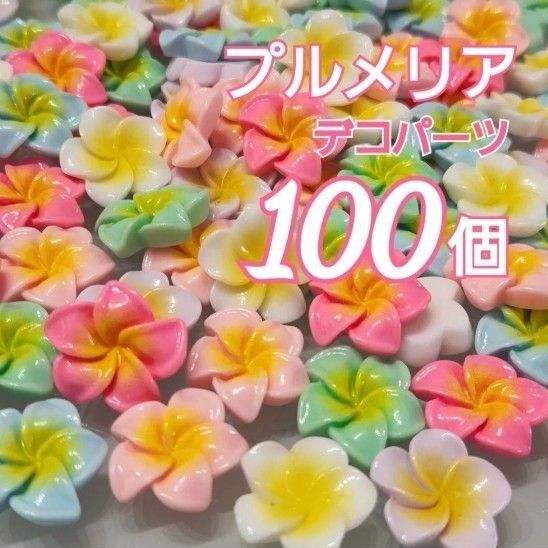 100こ☆プルメリア☆デコパーツ☆カボション☆カラーMIX☆アクリル☆まとめ売り☆割引対象外
