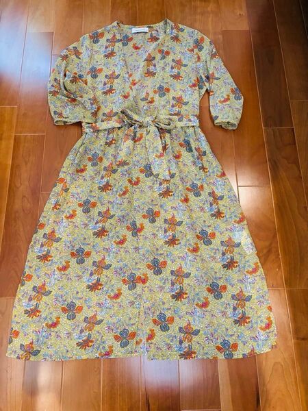 SIMPLICITE ロングガウン 花柄 羽織り 七分袖 ロングカーディガン シフォンカーディガン ボタニカル