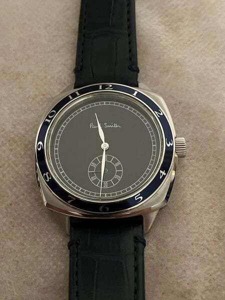 稼働★Paul smith 2nd EDITION 復刻 ポールスミス 革ベルト スモセコ メンズ 腕時計 電池新品