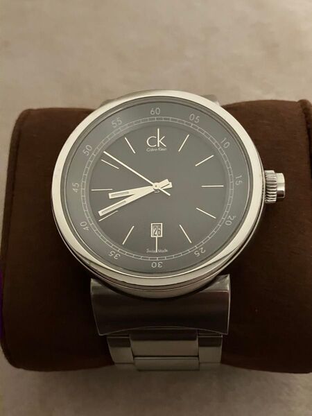 値下げ 稼働★美品★CK カルバンクライン オールステンレス 100m防水 メンズ QZ腕時計 電池新品