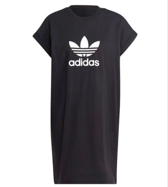 新品 L アディダス オリジナルス トレフォイル Tシャツ ワンピース ブラック