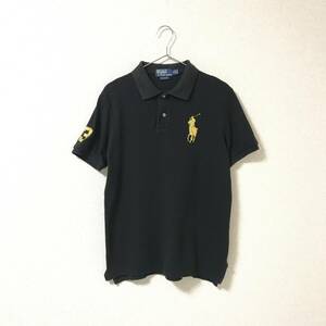 ★POLO by RALPH LAUREN ポロ ラルフローレン★メンズ 半袖 ポロシャツ 黒 ブラック ビッグポニー 刺繍 size LS コットン トップス