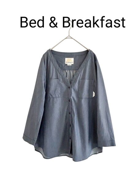 Bed & Breakfast テンセルデニムVネックシャツ 日本製 ブラウス Vネック