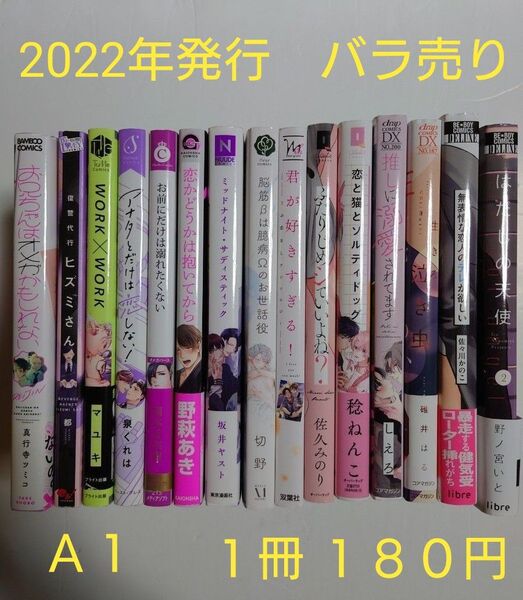 BLコミック バラ売り【A1】 1冊180円 (送料+手数料は別途) 2022年発行