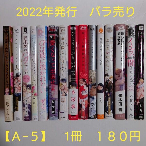 BLコミック バラ売り【A5】 1冊180円 (送料+手数料は別途) 2022年発行