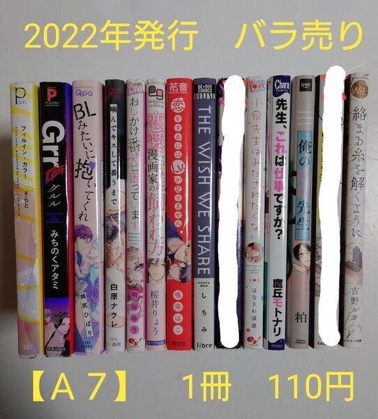 BLコミック バラ売り【A7】 1冊110円 (送料+手数料は別途) 2022年発行
