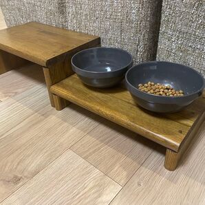 木製 ペット用 食器台 木製食器台 Sサイズ 小型犬 オーク 無垢材 ペット ペットフード
