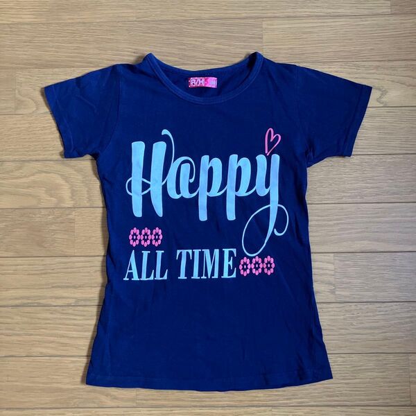 半袖Tシャツ 女の子 150 ネイビー プリント入り