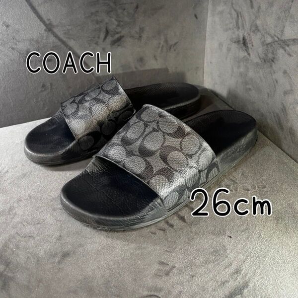 【COACH】シグネチャー柄メンズサンダル ブラック 42サイズ